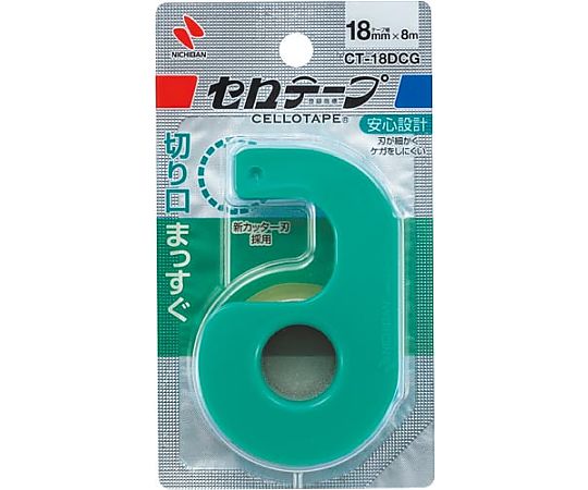 ニチバン セロテープ小巻カッター付まっすぐ切れる グリーン CT-18DCG 入数：1個