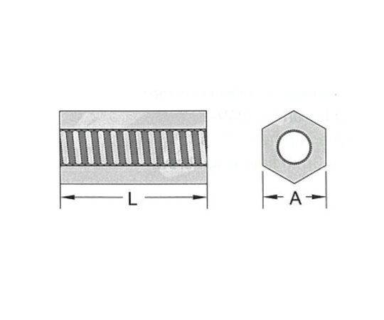 セミプロDIY店ファーストのアズワン(AS ONE) M3x 8.0mm 六角雌ねじスペーサ(ナイロン/100個) EA949XB-2 入数：1パック(100個入)｜アングル2