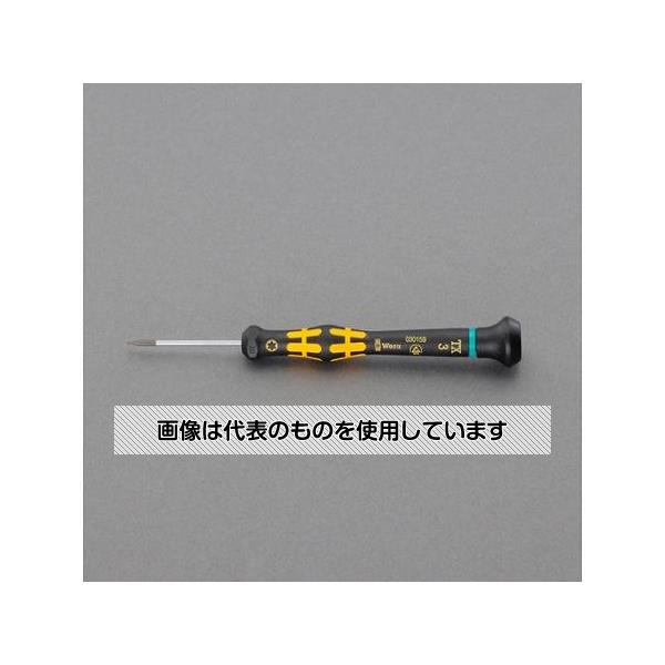 【アズワン AS ONE】実験室設備 工具類 工具、道具 ●ハンドル後部にある早回しキャップ、その下にある早回しゾーンにより、スピーディにドライバーを回せます。 ●ブラックポイント刃先仕上げにより、ネジにぴったりフィットし、先端の耐食性を高めます。 商品の仕様 ●メーカー：Wera ●型番：030158 ●商品名：1555 ESD ●サイズ：T2 ●軸長(mm)：40 ●全長：137mm ●先端ホールド機能なし ●軸径(mm)：2.0 【※ご注意ください】商品は代表の画像を使用しています。