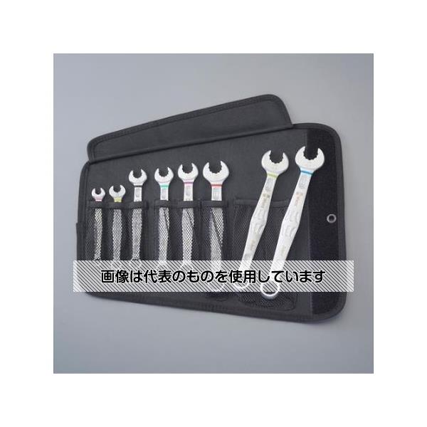 【アズワン AS ONE】実験室設備 工具類 工具、道具 ●高さ／ケース／195×295mm(ケース両端で高さが異なります。) ●スパナ部は表裏で7.5°と15°の振り幅が切り替わり、よりスピーディに作業ができます。 ●スパナ部も12角仕様で狭所でも快適に作業できます。 商品の仕様 ●セット内容：8本組 ●サイズ(mm)：8・10・12・13・14・17・18・19 ●全長(mm)：115〜230 ●材質：クロムモリブデン鋼(ニッケルクロムメッキ仕上) ●12ポイント ●15°タイプ 【※ご注意ください】商品は代表の画像を使用しています。