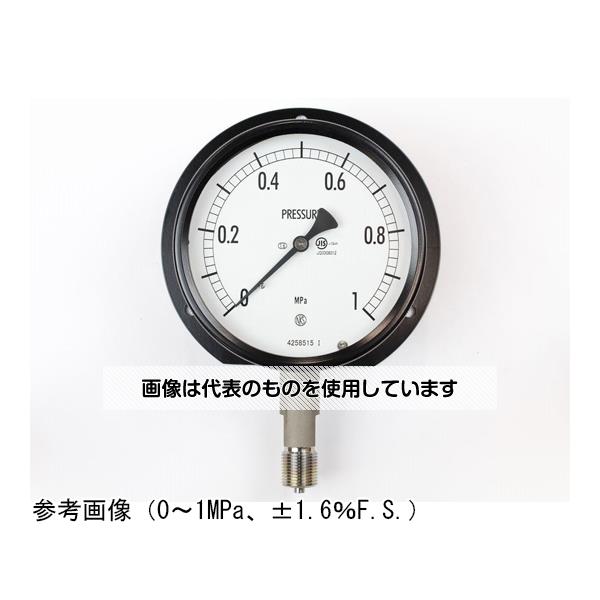 【アズワン AS ONE】実験室設備 工具類 工具、道具 ●ブルドン管の弾性変形(動き)を指針に伝える構造の圧力計で、構造が簡単なためお取扱いが容易です。また広い圧力範囲の測定が行え、幅広い分野で使用されています。 ●密閉ケースの採用により、雨露等の条件下でも使用できます。(JIS C 0920 IP43相当) 商品の仕様 ●大きさ(mm)：Φ100 ●形状(取付)：立形B枠 ●接続：G3/8B ●材質：SUS ●性能：ナシ ●圧力レンジ：MPa_0〜3.5 ●精度：±1.5％F.S. ●処理：ナシ ●区分：0 【※ご注意ください】商品は代表の画像を使用しています。