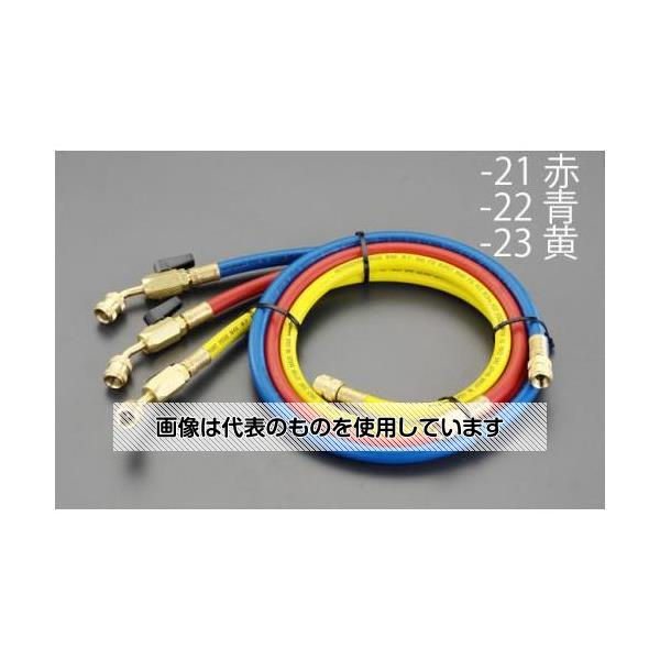【アズワン AS ONE】実験室設備 工具類 工具、道具 商品の仕様 ●ねじサイズ：UNF7/16-20(1/4”フレア) ●全長：100cm ●常用圧力：3.0MPa ●耐圧：5.0MPa ●色：赤 ●入数：1本 ●ボールバルブとサービスポート接続口が近いため冷媒の吹き出しを最小限に抑えることができます。 ●コード品番：EA104AK-21 【※ご注意ください】商品は代表の画像を使用しています。