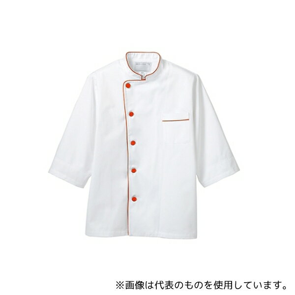 ●住商モンブラン 6-515 LL コックコート兼用7分袖ネット白/オレンジ