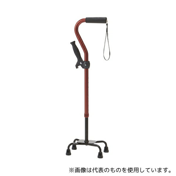 ●マキテック AQS-10RE グリップ付4点支柱杖 レッド