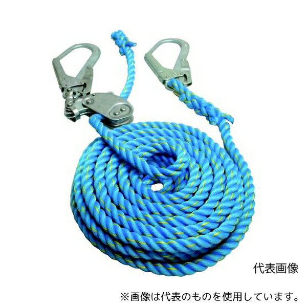 まつうら工業 NEW-TETORON-WF1610BLUE 青色ニューテトロン水平親綱 16mmΦ×10m 両端フック、片側緊張器付