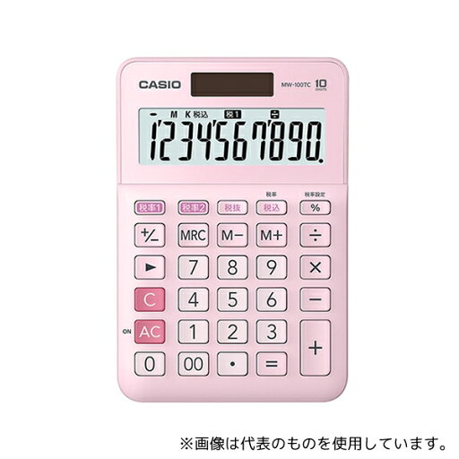 カシオ MW-100TC-PK-N カシオ W税率電卓 ミニジャストサイズ10桁 ピンク カシオ MW-100TC-PK-N カシオ W税率電卓 ミニジャストサイズ10桁 ピンク