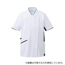 KAZEN 987-18 スクラブジャケット(半袖男女)ホワイト×ネイビー 5L