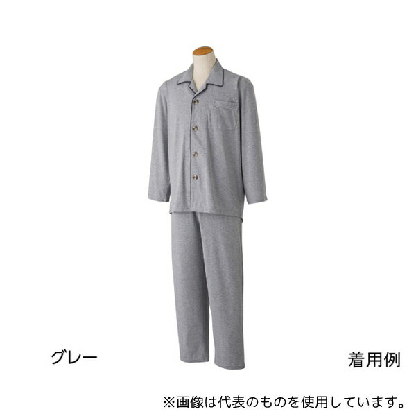 ケアファッション 800459 大きめボタンのびのびストレッチパジャマグレー L
