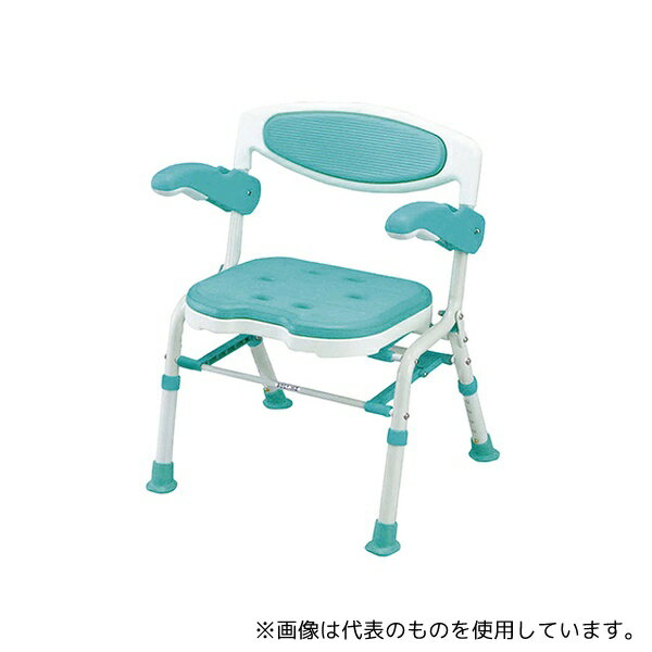 島製作所 7250 折りたたみシャワーチェアー (楽湯DX) ライトグリーン