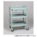 アズワン Y201H プラスチックワゴン3段 引出し2個・ガードレール付き 655×455×825mm(4)
