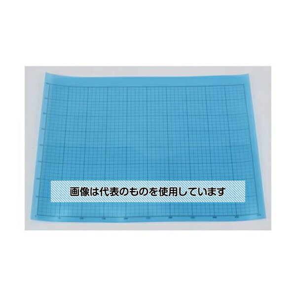 トラスコ中山 液晶保護フィルム フッ素光沢 基材100ミクロン シリコン粘着剤50ミクロン 400X500MM 方眼印刷、R定規付 TEHF-4050 入数:1...