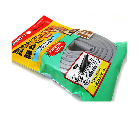 セミプロDIY店ファーストの槌屋 戸当りすき間テープ グレー 5mm×10mm×2.2(1.1×2本)m 2個入 TSP-001 入数：1セット(2個入)｜アングル2