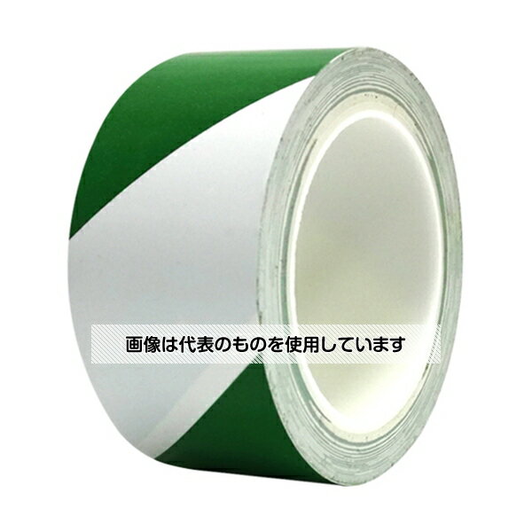 アズワン(AS ONE) 厚手PVCラインテープ 幅50mm×22m 厚0.2mm はく離紙なし 樹脂芯 緑/白トラ柄 J2352-G/W 入数：1巻