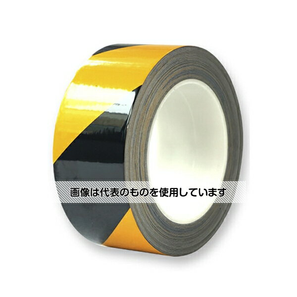 アズワン(AS ONE) 再帰反射ラインテープ 黄/黒 トラ柄 50mm×22m 厚0.16mm 剥離紙有 14207 入数：1巻
