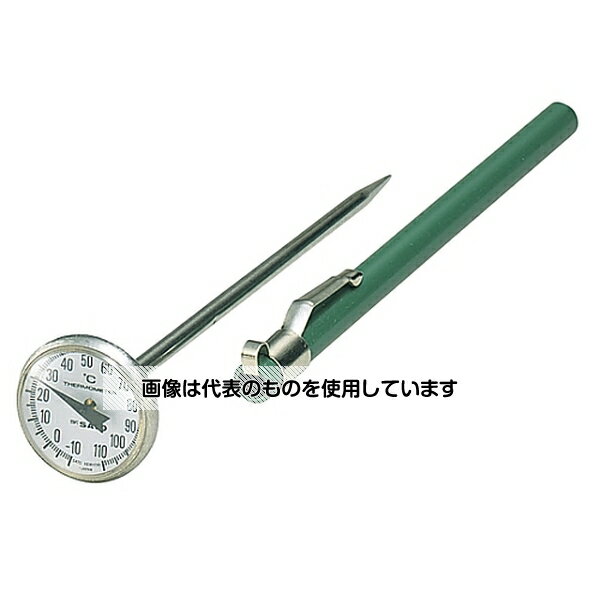【アズワン AS ONE】物理・物性測定器 温度・湿度管理機器 温度計・湿度計 ●携帯に便利なスポットチェック用温度計。 ●飛散防止カバーとクリップ付ケース付属 ●バイメタルの膨張を利用している為、電源不要でエコな製品です。 商品の仕様 ●測定範囲：-10〜110℃ ●精度：±2℃ ●1目盛：1℃ ●本体材質：ステンレス、ガラス(透明板)ケース ●寸法/質量：外径φ26、感温部φ4×130mm約14g ●コード番号：2060-11 ●JANコード：4974425182602 【※ご注意ください】商品は代表の画像を使用しています。