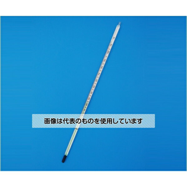 【アズワン AS ONE】 ●無害対策品。人体にも安心です。 ●水銀ゼロ対策品。水銀を使っていません。 ●Biodegradable(生物分解性のある)緑液を使用。 ●76mm浸没させて使用します。 ●水銀温度計・工業用赤液温度計の代替品。 商品の仕様 ●温度範囲：0〜150℃ ●目盛：1℃ ●全長：300×6〜7mm ●浸没：76mm 【※ご注意ください】商品は代表の画像を使用しています。