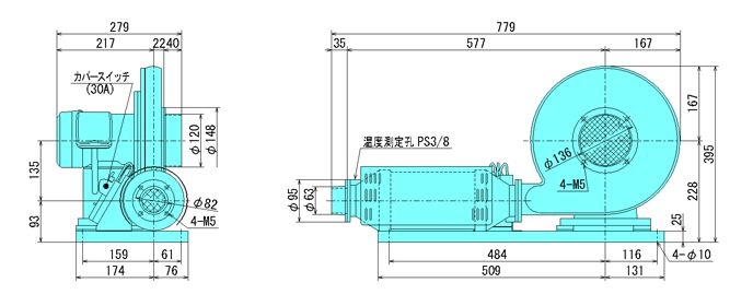 西村電機　PU-300　三相200V　電熱排風機　(50/60Hz選択)　[配送制限商品]