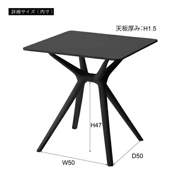 東谷 テーブル カフェテーブル 正方形 プラスチック ポリプロピレン 四角 カフェ おしゃれ ブラック CL-484BK