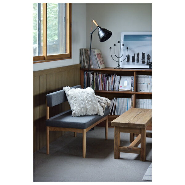 東谷 エコモ ソファ 椅子 おしゃれ ダイニングベンチ 木製 北欧 レザー 布地 グレー HOC-151GY