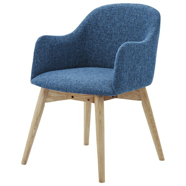 東谷 カラメリ チェア 北欧 肘付き レザー おしゃれ 安い 木製 完成品 ブルー KRM-010BL