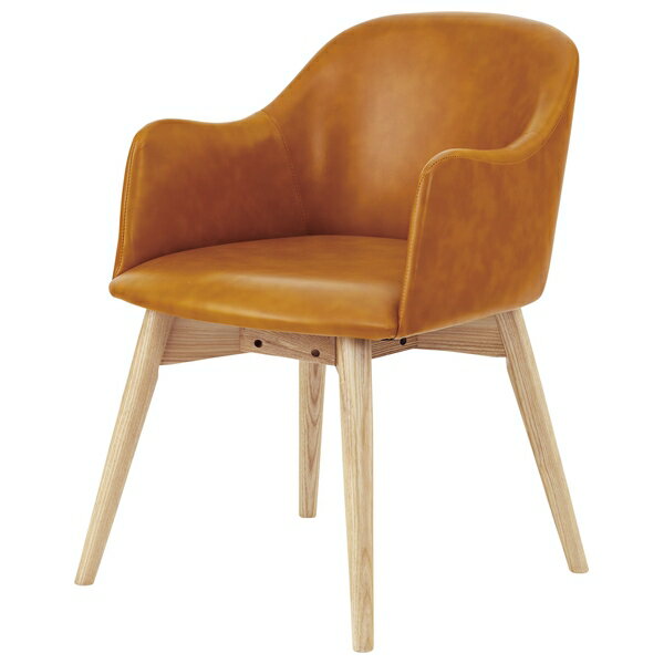 東谷 カラメリ チェア 北欧 肘付き レザー おしゃれ 安い 木製 完成品 キャメル KRM-010CA