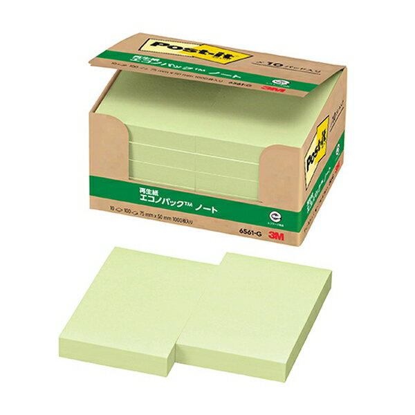 商品の特徴 スリーエムジャパン 6561-G ポストイット再生紙エコノパック ノート 紙やノートに貼ってはがせる通常粘着タイプのポスト・イット。 製品仕様 ●サイズ：縦75×横50mm ●1個枚数：100枚 ●材質：古紙パルプ配合率100％の再生紙使用※紙箱は新デザインに順次変更となります。 JANコード：4519001598707