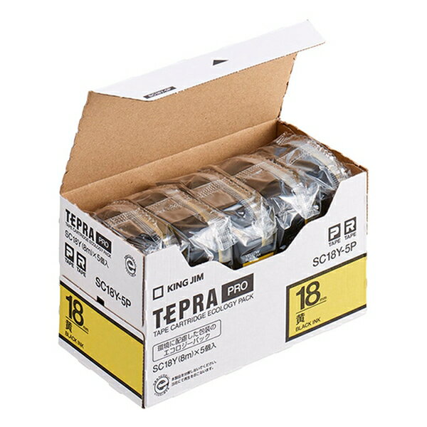 キングジム テプラPROテープエコパック 18MM 黄 5個入 SC18Y-5P