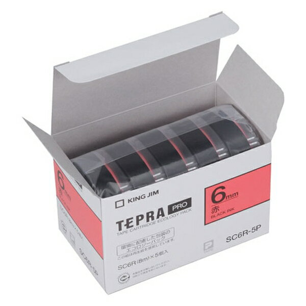 商品の特徴 キングジム SC6R-5P テプラPROテープエコノパック 5個入 6MM赤 目的に応じて使い分ければ、もっと便利で美しく。 製品仕様 JANコード：4971660766871