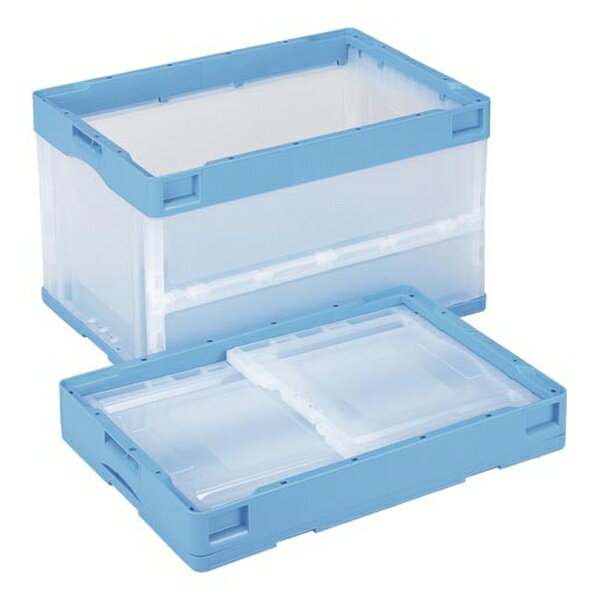 岐阜プラスチック工業 折畳みコンテナー 蓋なし 透明ブルー CB-S51NR BTM
