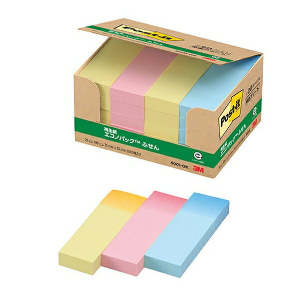 スリーエムジャパン ポストイット再生紙エコノパック ふせん 5001-GK