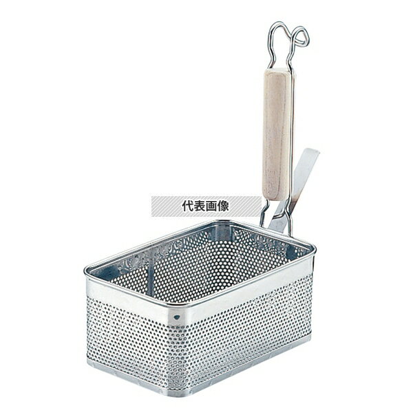 YUKIWA(三宝) UK 18-8(ステンレス) パンチング 木柄 角てぼ 縦型 L うどん/そば/ラーメン No.8033600