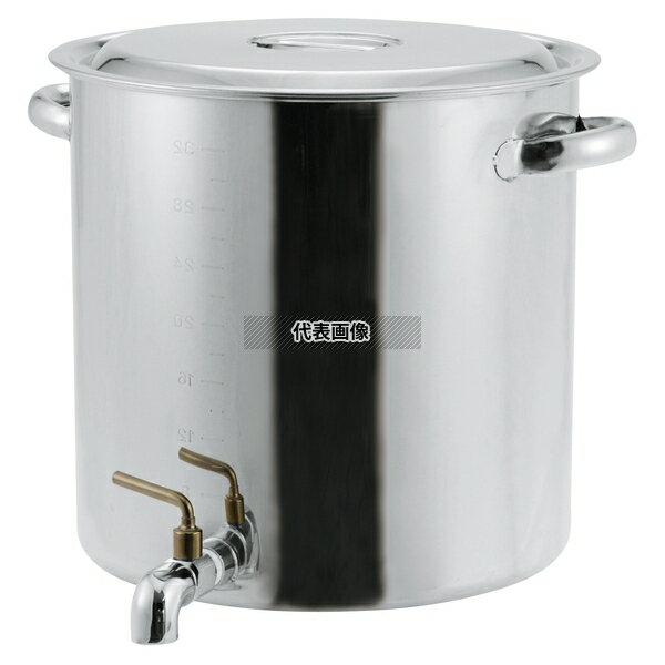 EBM(江部松) 18-8(ステンレス) 蛇口付寸胴鍋 目盛付 42cm (58L) 58L φ440 うどん/そば/ラーメン No.8039301 | 業務用 厨房用品 なべ 鍋