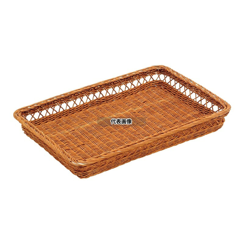 萬洋(MANYO) 籐製 浅型スカシパンカゴ 46号 茶 16-730B 460×300×H60mm カゴ No.0349400