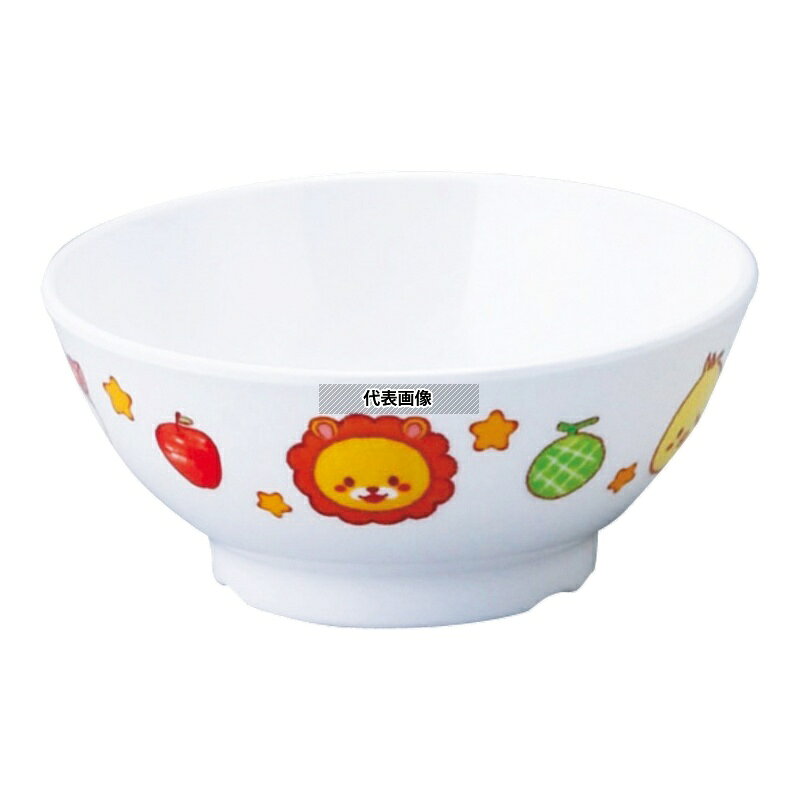 【2個セット】アヅミ産業 メラミン子供食器 みんなともだち。飯碗 YMB-1 アイボリ...