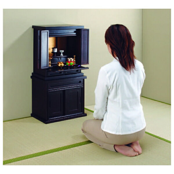 ファミリー・ライフ ファミリー・ライフ 仏壇下台 56cm幅 黒檀調[0338910] 仏具 神具 お供え物 お供え机 台 収納 前面スライド式 ファミラ