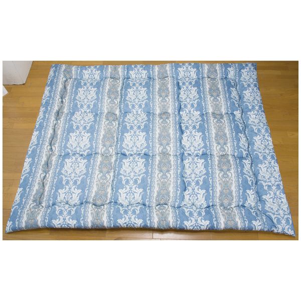 ファミリー・ライフ 防ダニ・抗菌防臭加工 ファミリー敷布団 カバー付き 200×200cm 柄ブルー[a3381130]..