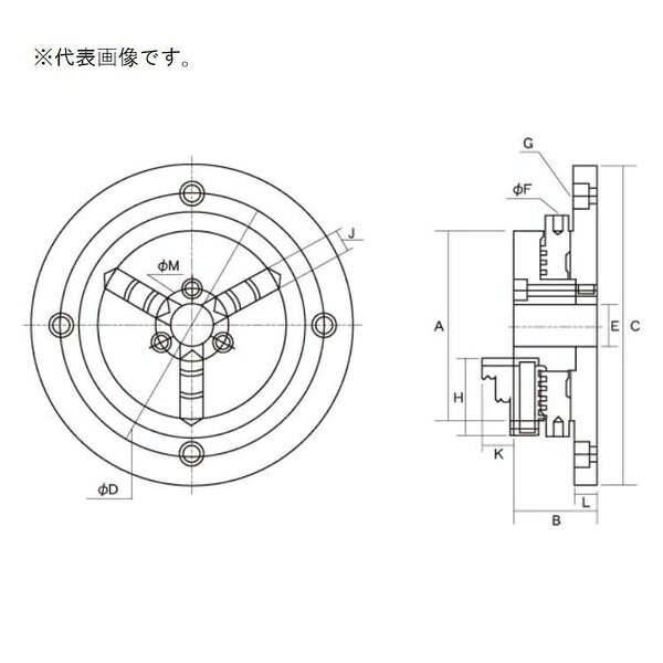商品の特徴●サイズ/A：85●サイズ/B：37●サイズ/C2：143●サイズ/D：116●サイズ/E：20●サイズ/F：4●サイズ/G：4-M6×1P●サイズ/H：35●サイズ/J：11●サイズ/K：15●サイズ/L：10.5●サイズ/M：32●把握範囲/外径把握範囲：o1-o81●把握範囲/内径把握範囲：o31-o70●重量：2.9kg 【特長】●真円度測定器や三次元測定機などの精密測定器での使用に適したプレート付レバーチャックです。●ベースプレートは着脱可能●チャックを回転させるだけで締め付けるので、ハンドル不要●耐久性に優れた鋼製を採用●内爪・外爪兼用型●2”チャックの最小把握可能径は0.8mm●【注意事項】●商品画像はイメージです。実際の商品とは異なる場合がございます。●掲載商品の仕様は予告なく変更する場合や取扱いを中止する場合もございますのでご了承ください。●国内仕様に限ります。