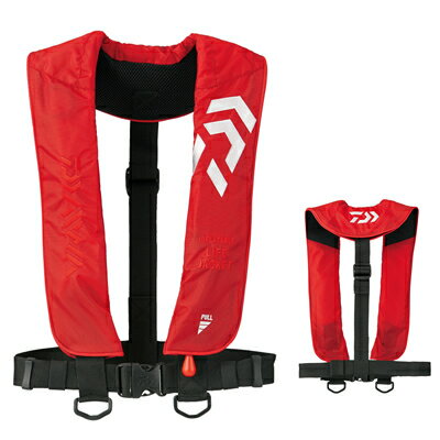ダイワ インフレータブルライフジャケット(肩掛けタイプ自動・手動膨脹式) DF-2608 レッド フリーサイ..