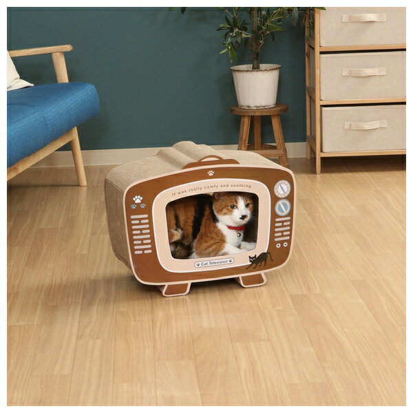 不二貿易 猫の爪とぎ テレビ(68128) 猫 爪研ぎ ペット用品 猫用品 段ボール おしゃれ【在庫有り】のサムネイル