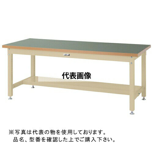山金工業：SSR-1890T-GI 物流・保管機器_作業台_中重量作業台（501kg〜） ●堅牢、しかも美しくリニューアルしました。 製品仕様 ●テーブル面材質：塩ビシート ●サイズ(mm)：W1800XD900XH740 ●均等耐荷重(Kg)：3000 ●質量(Kg)：68.1 ●色：天板グリーン・本体アイボリー ●天板：塩ビシート