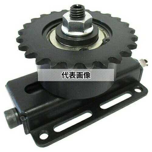 片山チエン：TSBW50B12D12 機械要素部品_伝動部品_テンショナー ●M10・M8 くさびナットを緩めて移動ネジ(M8六角穴付)を回し、緩めた くさび ナット を締め付け固定する事で、最大75mmの張り代が調整できます。 ●また、付属のスプロケットホイルを取り外しプーリーを取付けることで、ベルト用テンション等 ローラ チェーン以外の緊張装置としても ご利用いただけます。 ●返品・キャンセル不可です。 製品仕様 ●適用ローラチェーン：JIS50 ●アイドラースプロケット歯数：12
