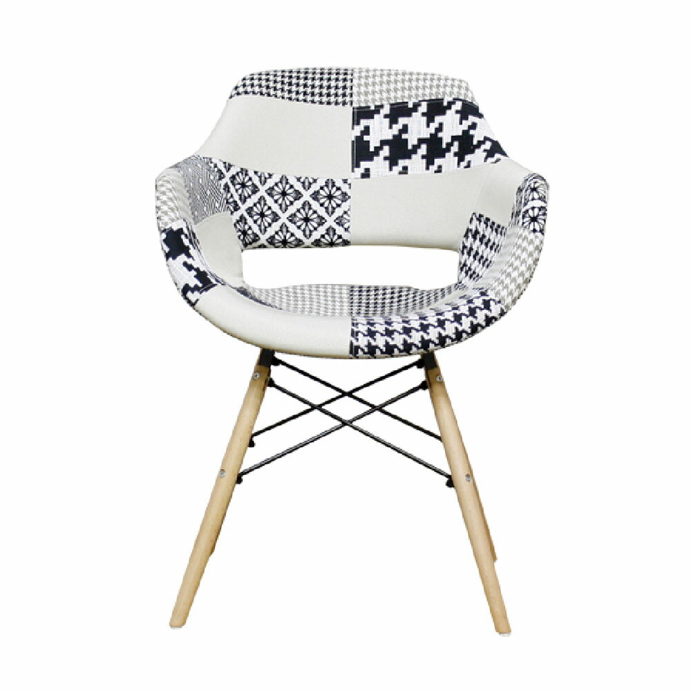 商品の特徴 後藤家具物産 デザインチェアー CC-FR-KF フィンリー モノトーン色 デザインチェアー パッチワークチェアー 肘付 | モノトーン お部屋の雰囲気が明るくなるパッチワークデザインチェアー!モノトーン色! ●背と座が一体化した包み込むようなフォルムが快適か掛け心地を実現 ●北欧風家具やミッドセンチュリー家具との相性の良いアイテム ●肘付なのでゆったりお寛ぎいただけます ●お部屋に置くだけでのオシャレになる存在感のあるアイテム ●座面高:45cm ●カラー:モノトーン色 ●生産国:中国 【ご注意】 ●こちらの商品は室内家具となります。 ●商品は軒先渡しとなります。 ●床がキズつく場合がございますので必ずカーペットの上でご使用ください。 ●お客様にて組立、組立時間の目安は大人1人で15分となります。 製品仕様 ●商品サイズ:幅60×奥59×高82cm ●座面高:45cm ●生地:ファブリック ●心材:ポリプロピレン樹脂 ●脚:ビーチ材 ●生産国:中国 JANコード：4571501391738