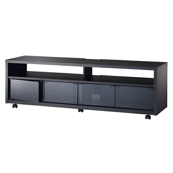 Glass - ハヤミ工産(TIMEZ) テレビ台 TV-HT1400B 【49～60V型対応】 1400mm幅 ブラック グレー強化ガラス キャスター付 ホームシアター [時間指定不可]