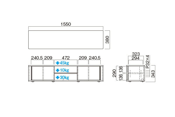 ハヤミ工産(TIMEZ) テレビ台 TV-SD1550B 【55～65V型対応】 1550mm幅 ダークブラウン木目 アルミレールスライド扉 低床キャスター付 ホームシアター [時間指定不可] [2]