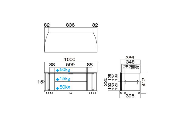 ハヤミ工産(TIMEZ) テレビ台 TV-MS100H 32～43V型対応 1000mm幅 ダークブラウン木目 グレー強化ガラス キャスター付 [時間指定不可] [2]