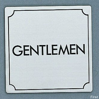 光　サインプレート　『GENTLEMEN』　FS1113-1　110mm×110mm×1mm　ステンレスSUS304ヘアライン　腐食エッチングテープ付