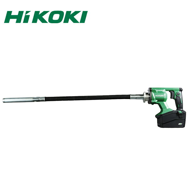 商品の特徴 HiKOKI（日立工機）　36Vコードレスコンクリートバイブレータ　UV3628DA（WPZ)　ケースなし　電池計1個付 ●AC製品より作業が速い・時間短縮 MV電池＋ブラシレスモーター＋直径φ28振動部の組み合わせにより、クラス最大※1の作業能力を持ち、AC製品以上※2の作業スピードを発揮します。 ●モード切替あり・作業時間も十分 ●電池保護カバー 電池接続部への生コンクリート付着による動作不具合を防止します。 ●トリガスイッチ防塵カバー トリガスイッチへの生コンクリート付着による動作不具合を防止します。 ●吸排気口 吸排気口が本体前面にあるため、作業中に本体を置いても、吸排気口に生コンクリートが付着しにくくなっています。 製品仕様 ●形名：UV3628DA(WPZ) ●マルチボルト蓄電池：BSL36B18X ●急速充電器（UC18YDL2）：● ●形式：フレキタイプ ●フレキアッセンブリ（直径×長さ）：φ28 × 825mm ●無負荷振動数：12,000 / 15,200min-1（12,000 / 15,200 回/分） ●モーター：ブラシレスモーター ●機体寸法（全長×全高×全幅）：1,046 × 227 × 109mm ●質量：4.2kg（蓄電池装着時） ●使用可能蓄電池※1：マルチボルト蓄電池（残量表示付） ●蓄電池電圧（BSL36B18X）：36V-4.0Ah / 18V-8.0Ah ●充電器充電時間※2（UC18YDL2）：約30分（実用充電） / 約40分（満充電） ●標準付属品：急速充電器（冷却機能付）・電池カバー ※1.従来の蓄電池（BSL3620、BSL3626、BSL3660およびBSL18XX、BSL14XXシリーズ）はご使用になれません。 ※2.充電時間は周囲温度や蓄電池の状態により長くなるときがあります。 JANコード：4966376414437