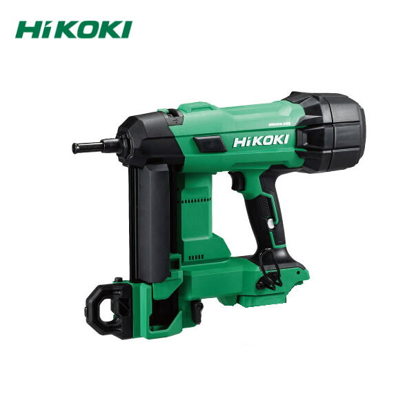 商品の特徴 HiKOKI(日立工機)　コードレスコンクリート釘打機　NC1840DA(NN)　本体のみ ●ガスカートリッジいらずで安定した打込み力 ガスカートリッジを使わないエアスプリング方式を採用し、排気が出ないため屋内でも快適に使用可能。燃焼式ではないため、寒冷地や高地などの環境に左右されにくく、安定した打込みを実現します。 ●パワーの秘訣はメーカー初※のエアスプリング方式 メーカー初※のエアスプリング方式を採用し、空気圧駆動ならではのロスの少ない効率的な打込みを実現。H鋼などの鋼材下地にも直接打込めるパワーで、内装施工をはじめ幅広いシーンで活躍します。 ※2025年12月現在。国内向け製品(コードレスコンクリート釘打機)において ※本製品は銃砲刀剣類所持等取締法の規制対象外です。 ●安定の打込み力で実現する連続作業 1充電当たりで約620本※打込み可能。断続作業は約1.5本/秒で進行。ガスカートリッジ交換不要で中断が減り、ランナー固定など連続作業でも安定したペースを維持します。 ※BSL36A18X使用時。数値は参考値です。使用環境や蓄電池の状態などの条件により異なります。 ●まっすぐ打てる開閉式スタビライザ(特許出願中) 安定した垂直打込みを補助し、不要な場面ではすばやく折りたためます ●暗所でも狙いを外さない 暗所でも作業部を照らせるLEDを内蔵し、 視認性を確保して安全に作業できます。 ●材料に合わせて 仕上がりを調整 アジャスタレバーで打込み深さを簡単に調整でき、材料への過剰打込みを防ぎます。 製品仕様 ●リチウムイオン電池：別売 ●急速充電器：別売 ●ケース：別売 ●1充電当たりの作業量[打込み本数※](18V-5.0Ah)：約620本 ●モーター：直流ブラシレスモーター ●使用釘：プラスチック連結釘：長さ15〜40mm ●釘装てん数：25本(2連+5本) ●寸法(全長×高さ×幅)：333×400×120mm(BSL36A18X装着時) ●質量：4.9kg(BSL36A18X装着時、フック含まず) ●蓄電池※1形名：BSL36A18X ●電圧-容量：36V-2.5Ah / 18V-5.0Ah ●充電器形名：UC18YDL2(冷却機能付) ●充電時間※2：約19分(実用充電)/ 約25分(満充電) ●標準付属品：保護メガネ ※1：従来の蓄電池(BSL3620/3625/3626/3660およびBSL14XXシリーズ)はご使用になれません。 ※2：充電時間は周囲温度や蓄電池の状態により長くなる時があります。 JANコード：4966376420117 メーカー指定の釘を使用してください。(指定釘以外は使用できません。) 関連商品 コードレスコンクリート釘打機 NC1840DA(NN) 本体のみ コードレスコンクリート釘打機 NC1840DA(2XPZ) 電池計2個付 NC1840DA用コンクリート釘 C2620-2 1000本(10連×100束) NC1840DA用コンクリート釘 C2625-2 1000本(10連×100束) NC1840DA用コンクリート釘 C2640-2 1000本(10連×100束) NC1840DA用コンクリート釘 C3015M2 1000本(10連×100束) NC1840DA用コンクリート釘 C3022M2 1000本(10連×100束)