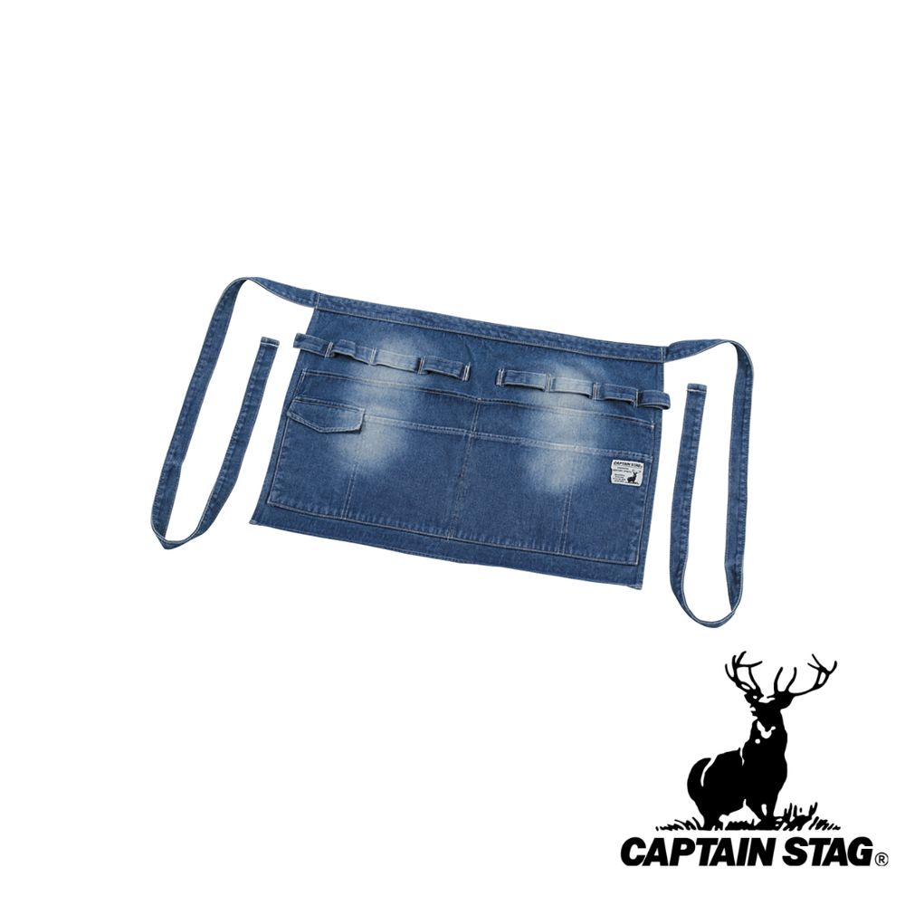 楽天セミプロDIY店ファースト【お得な2個セット】キャプテンスタッグ（CAPTAIN STAG） フィールド エプロン ショート（デニム） | エプロン ショート デニム フィールド アウトドア キャンプ バーベキュー 幅530 長さ400mm フリーサイズ おしゃれ 屋外 野外 レジャー