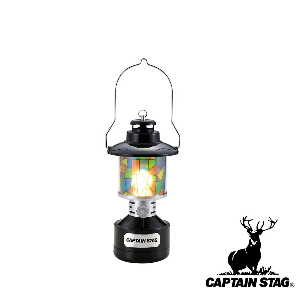 キャプテンスタッグ(CAPTAIN STAG) ツインライト LEDランタン ステンドグラス風シート付 (ブラック) | ツインライト LEDランタン ブラック アウトドア キャンプ ランタン ライト アンティーク 新生活 用品 照明 明るさ15